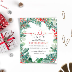 Julbudget Santa Baby Shower-inbjudan