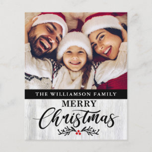 Julbudget Trä Familjefoto Julkort Flygblad