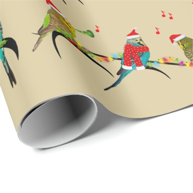 Julbudgie Frenzy Wrapping Papprare (Guld) Presentpapper (Rullad Hörn)