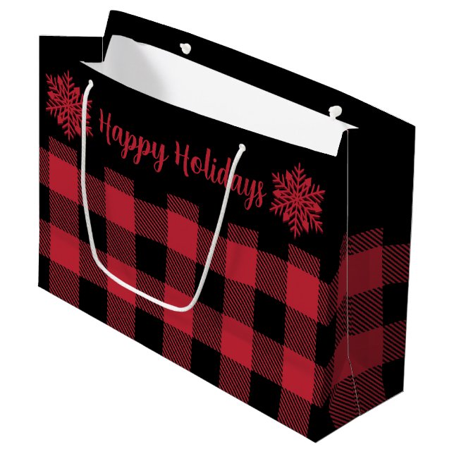 Julbuffalo Check Red SF Large Gift Bag (Framsidan Vinklad)