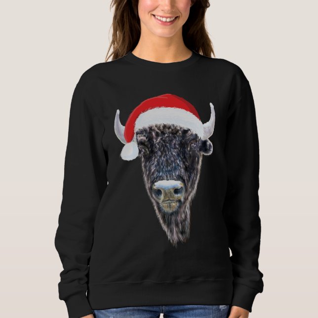 Julbuffalo med en fin jultomt t shirt (Framsida)
