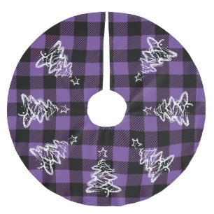 Julbuffel Svart Lila Rutig Julgransmatta Borstad Polyester