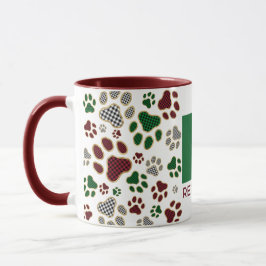 Julbuffelrutig hundfotsmonogram kop mugg
