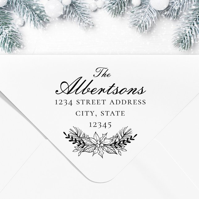 Julbukett Familjenamn Returadress Stämpel (Skapare uppladdad)