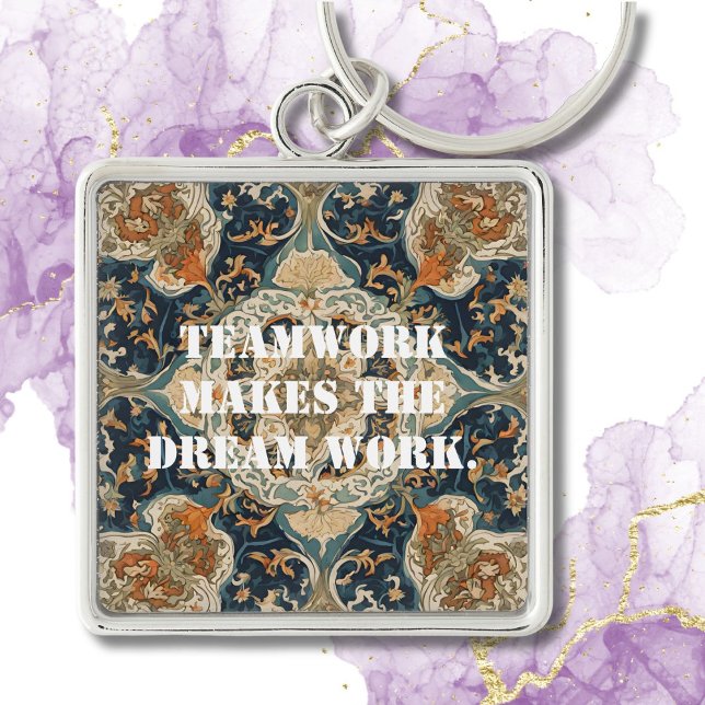 Julbulkgåvor till Coworkers Persian Tile Fyrkantig Silverfärgad Nyckelring (Christmas Bulk Gifts for Coworkers Persian Tile)