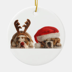 Julbulldoggprydnad Julgransprydnad Keramik