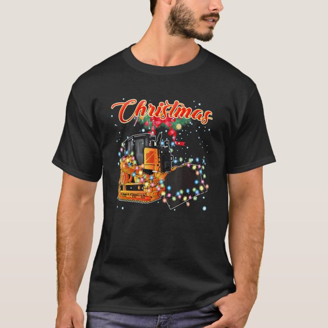 Julbulldozer med Ljuset jul T Shirt (Framsida)