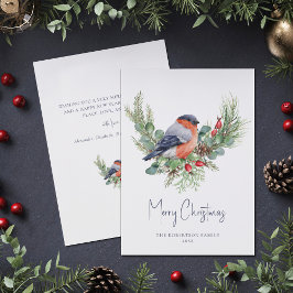 Julbullfinch- och Greenery-Helgdag-kort Julkort