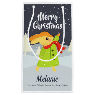 Julbunny Catching Snöflingor Cute