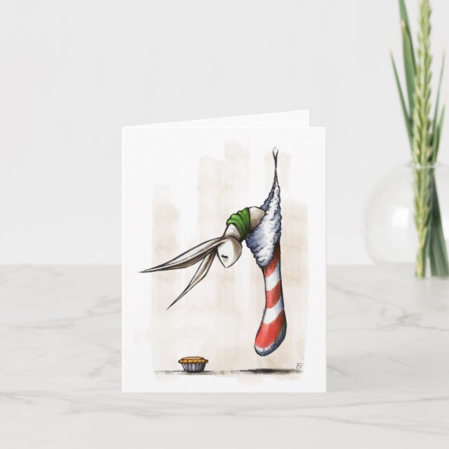 Julbunny i en Stock med Mince Paj Helgkort (Framsida)