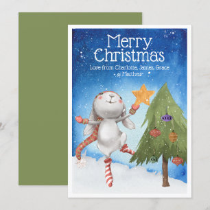 Julbunny-kanin Decoration Träd Snö Card Inbjudningar