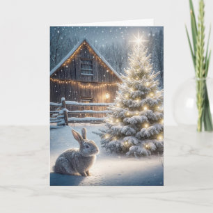 Julbunny med Glowing Träd och Barn Kort