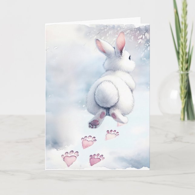 Julbunny med Heart Tass avtryck Helgkort (Framsida)