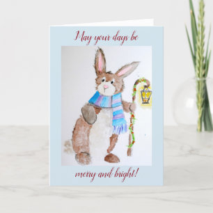 Julbunny med ljus helgkort