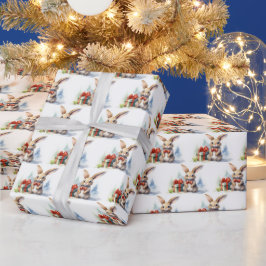 Julbunny med vattenfärg med gåvor presentpapper