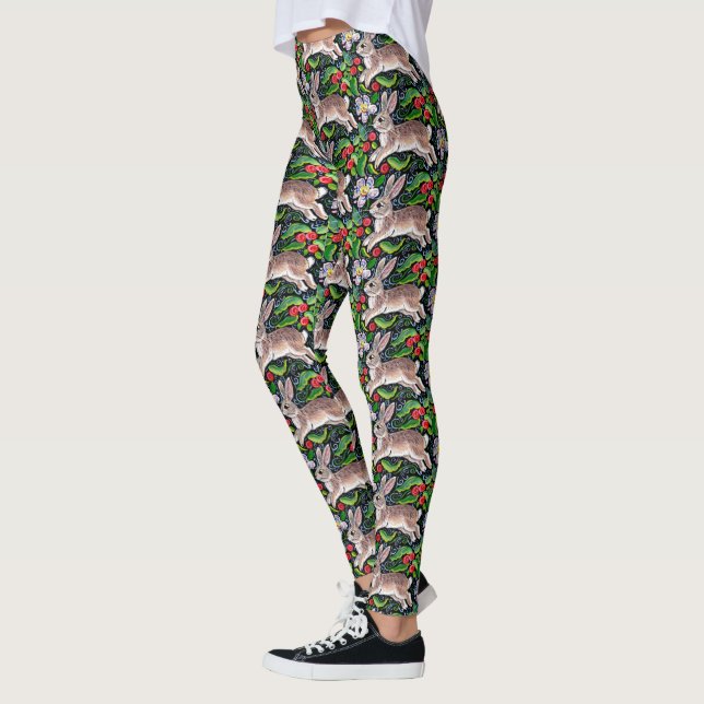 Julbunny Rabbit Berries Women's Leggings (Vänster)