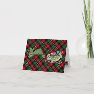 Julbunny Rabbit Sleigh Topiary Helgkort