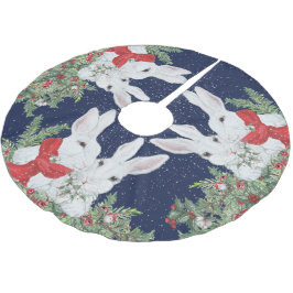 Julbunny Rabbit Whimsical Helgdag Snö Julgransmatta Borstad Polyester