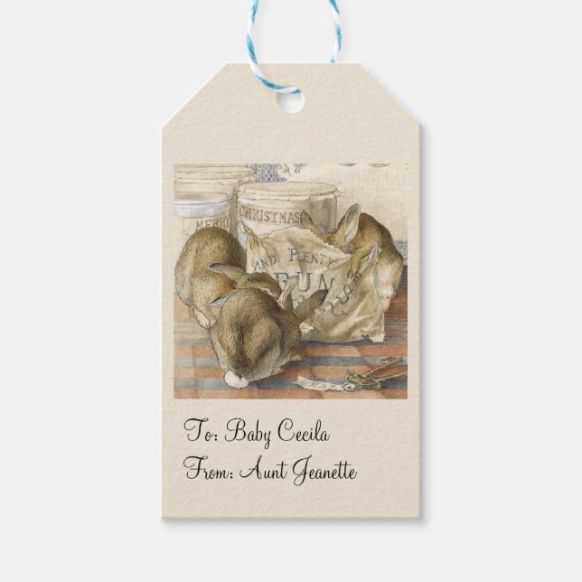 Julbunny Rabbits Presentetikett (Framsidan)