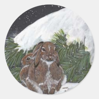 Julbunny Runt Klistermärke