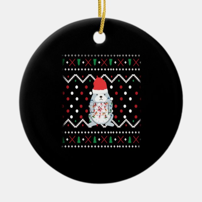 Julbunny Ugly jul Winter Julafton Julgransprydnad Keramik (Framsidan)