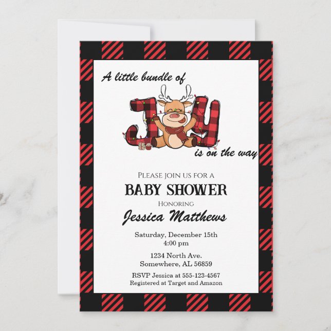 Julbunt paket med Joy Baby Shower Inbjudningar (Framsida)