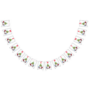 Julbuntning Flaggor Gnomes med gåvor - Roligt