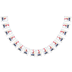 Julbuntning Flaggor Skater Gnome med gåvor