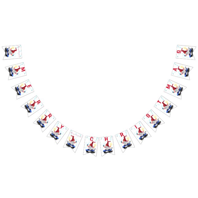 Julbuntning Flaggor Skater Gnome med gåvor (Alla)