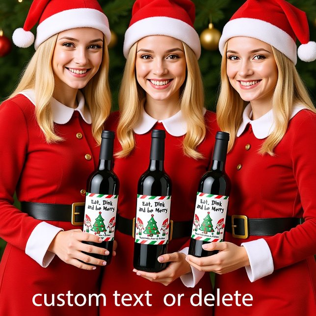 Julburk Vinflaska Etikett (Christmas pickleball wine label, custom text)