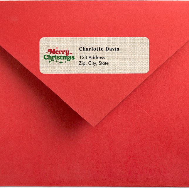 Julburlap beige rustik returadress etikett (Skapare uppladdad)