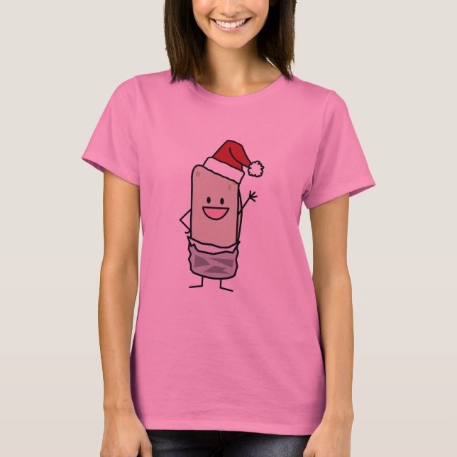 JulBurrito som vinkar den hejSanta hatten T Shirt (Framsida)