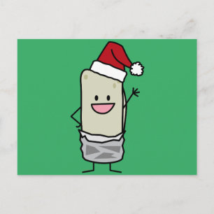 JulBurrito som vinkar helgdag för hejSanta hatt Helg Vykort