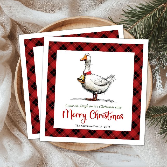 Julbusiga Dumma Gås Humor Servetter (Christmas Playful Silly Goose Humor Napkins)