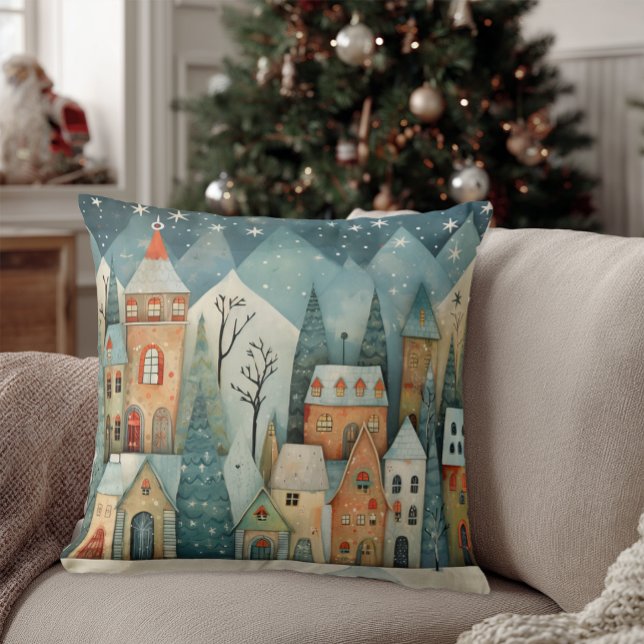 Julby Kudde (Christmas Village Throw Pillow)