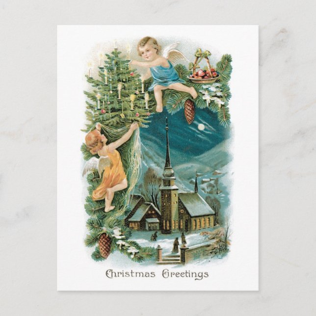 Julby med änglar helg vykort (Framsida)