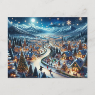 Julby Snölandskap Målning Vykort