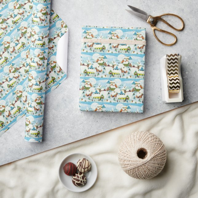 Julby Snow Retro vintage jul Presentpapper (Hantverk)