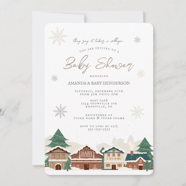 Julby Winter Baby Shower Inbjudningar (Framsida)