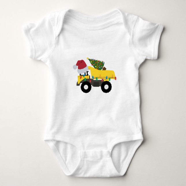 Julbygget Lastbilar Baby T Shirt (Framsida)