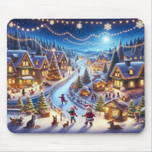 Julbymålning Snowy Scene Musmatta