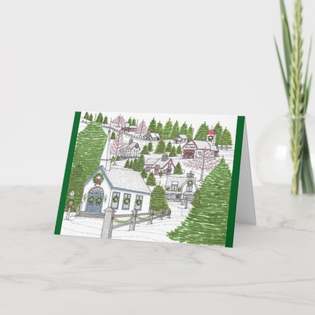 Julbyn 2-gratulationskort tack kort (Framsida)