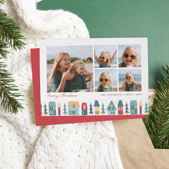 Julbyn | 5 Fotokollage Julkort (Skapare uppladdad)