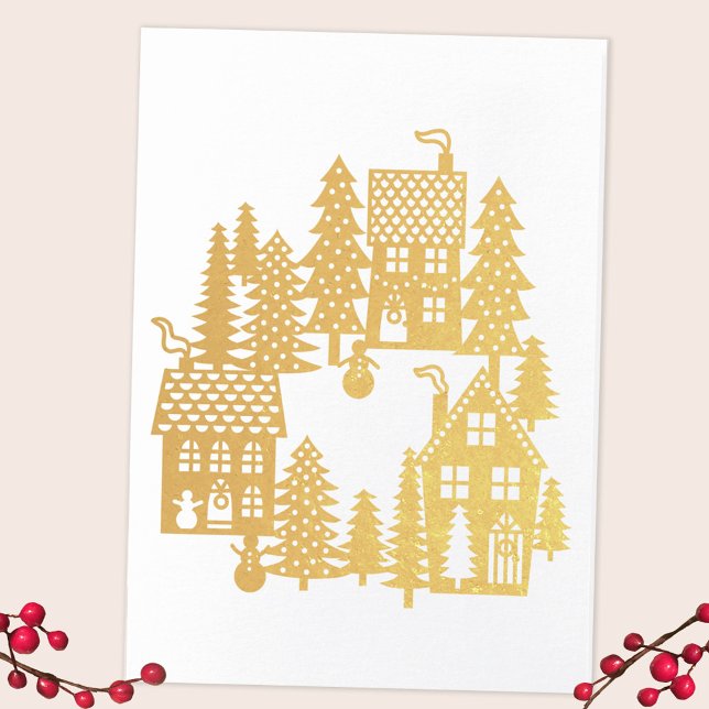 Julbyn Folierat Kort (Christmas Village real foil card, personalized inside)
