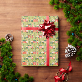 Julbyn i Pastel Grönt Presentpapper