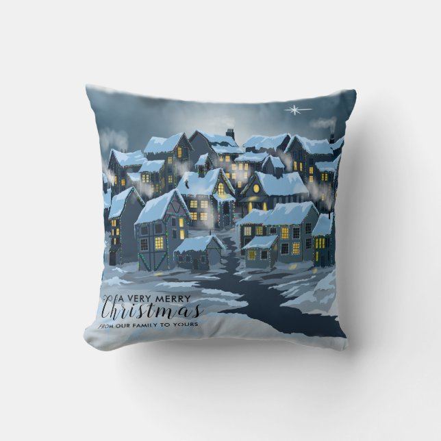 Julbyn Pillow med nordstjärnan snö Kudde (Framsida)