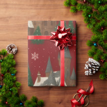 Julbyn | Röd med snöhus och Gräs