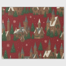 Julbyn | Röd med snöhus och Gräs