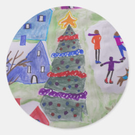 Julbyn Runt Klistermärke