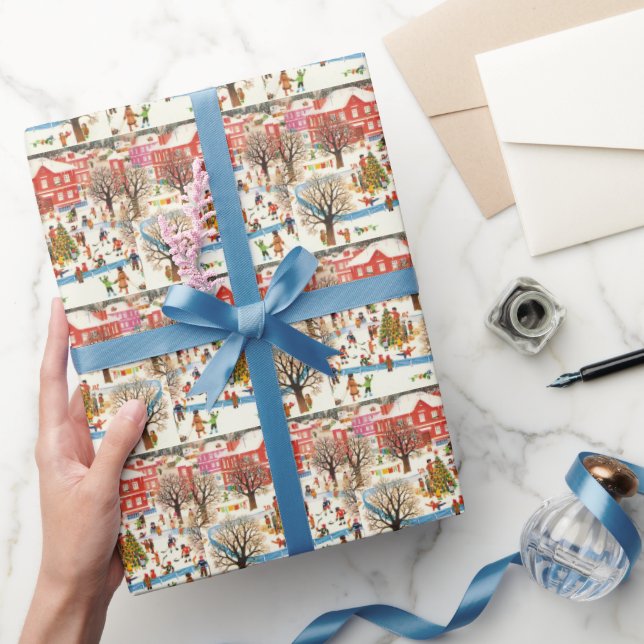 Julbyn Snö Retro-vintage christmas Presentpapper (Gifting)